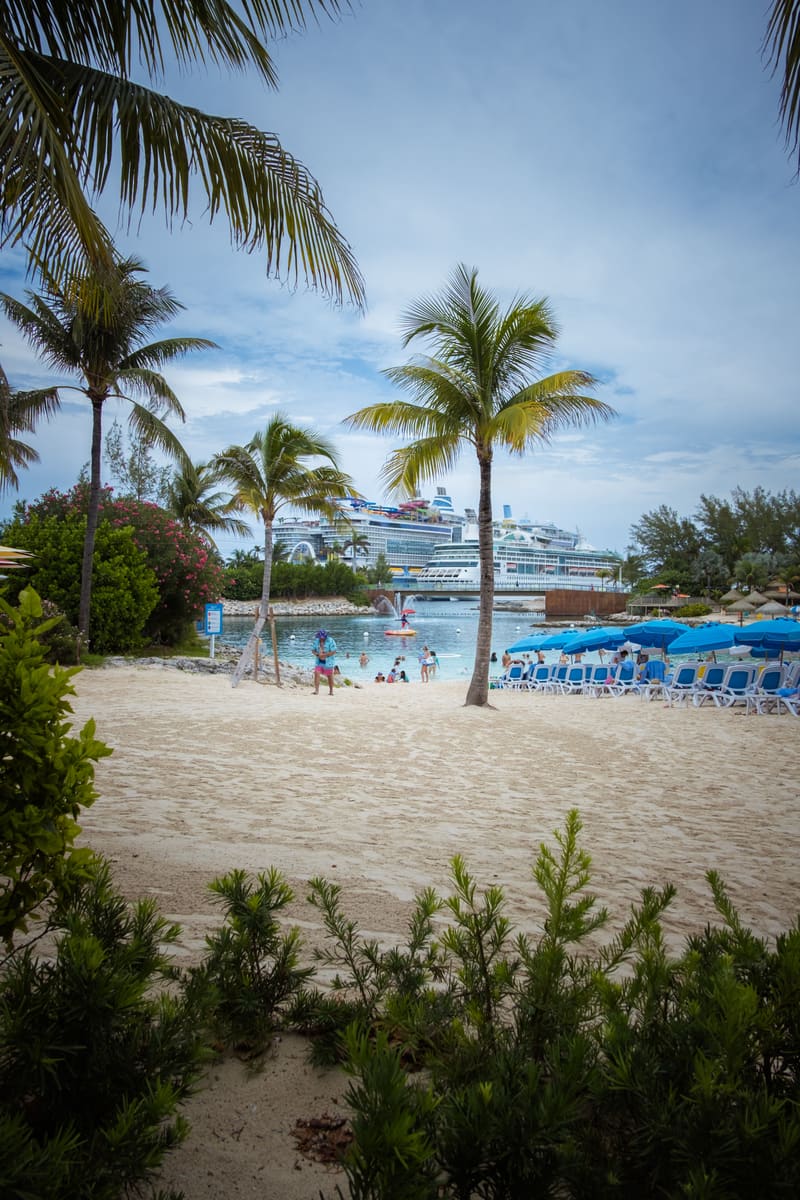 Beach with Cruise Ship — Bahamas