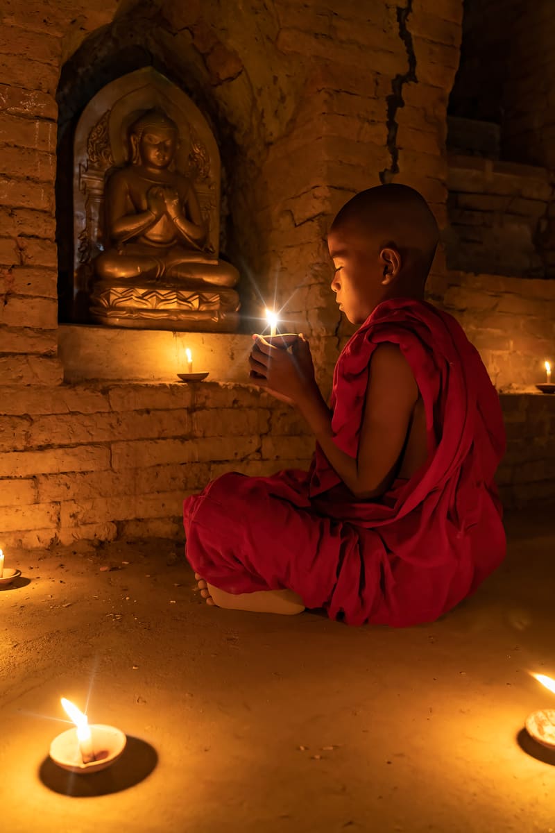 Monk by Buddha — Myanmar